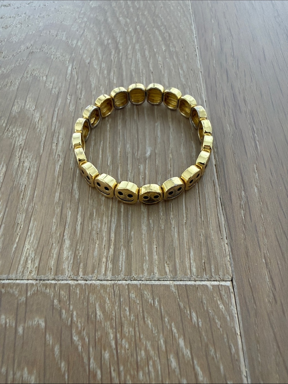 Gold Smiley Bead Stretch Bracelet - Women Jewelry